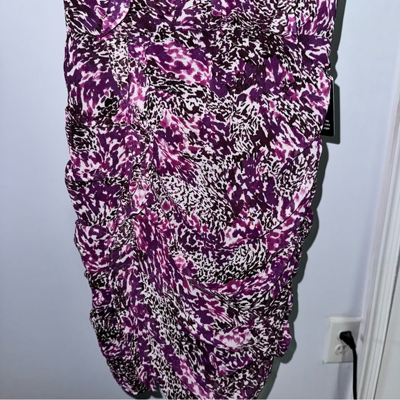 Express Purple Animal Print Ruched Sleeveless Mini Dress Size XXS NWT! - Picture 2 of 8